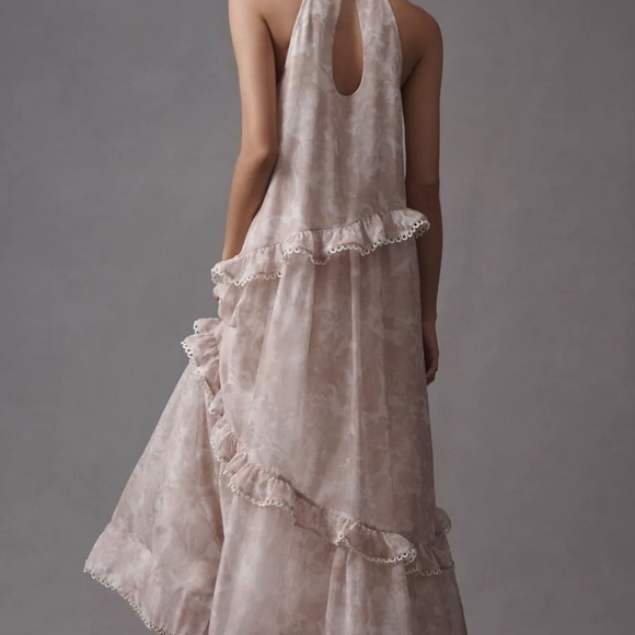 BHLDN High-Neck Ruffle Printed Organza Maxi Dress - Picture 2 of 4